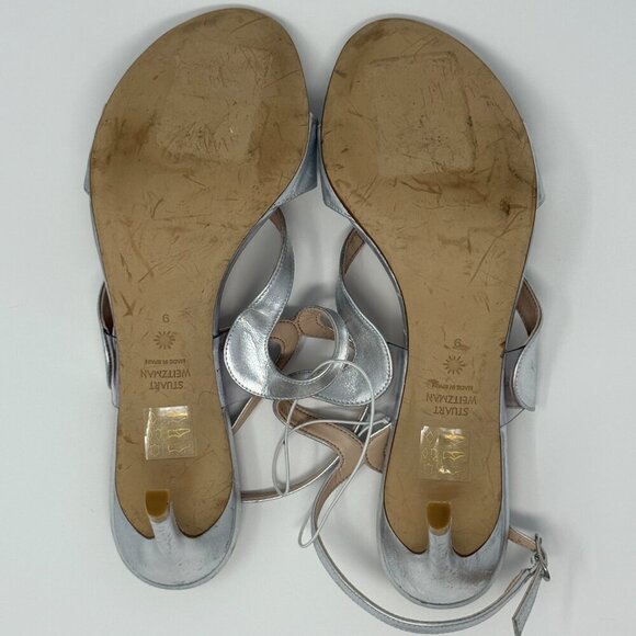 Stuart Weitzman Mariposa 80s Strappy Sandal Heels Women's 9B Silver Formal NWOB - Picture 15 of 16